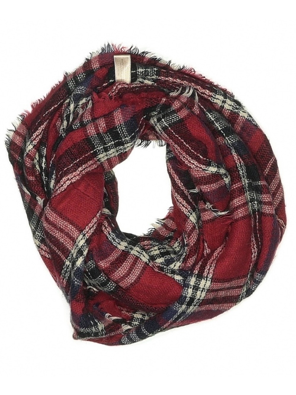 Women's Wool Infinity Scarf Red Plaid Holidays Christmas Tartan Preppy Cabincore